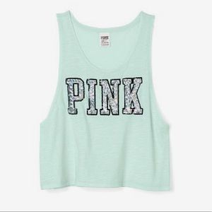 Victoria’s Secret Pink Sequins Crop Tank Top